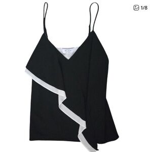 Bailey 44 Black Camisole with plunge neck and White Trim